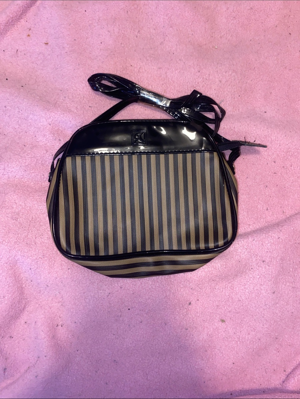 Black and Brown Striped Crossbody Bag